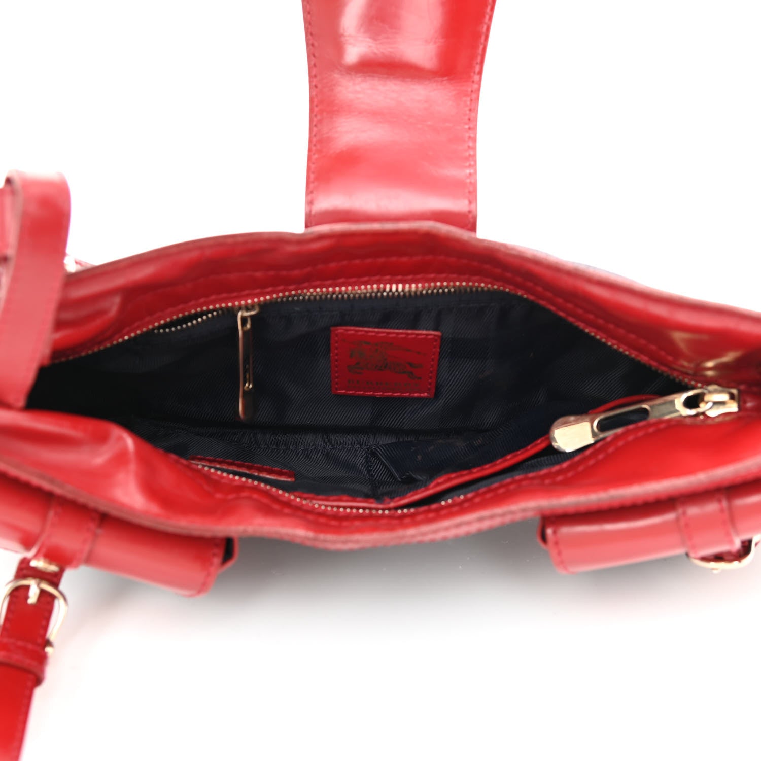 Burberry Shiny Calfskin Denim Quilted Shoulder Bag Blue Red 4 of 12
