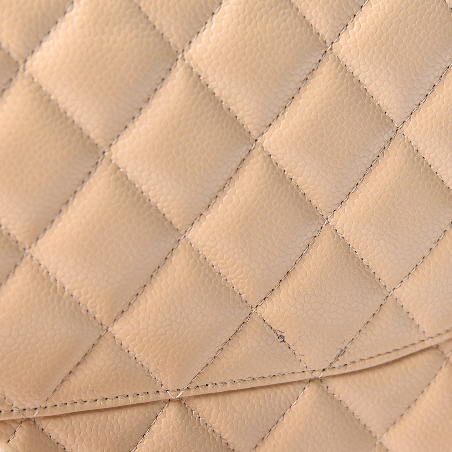 Caviar Quilted Jumbo Double Flap Beige