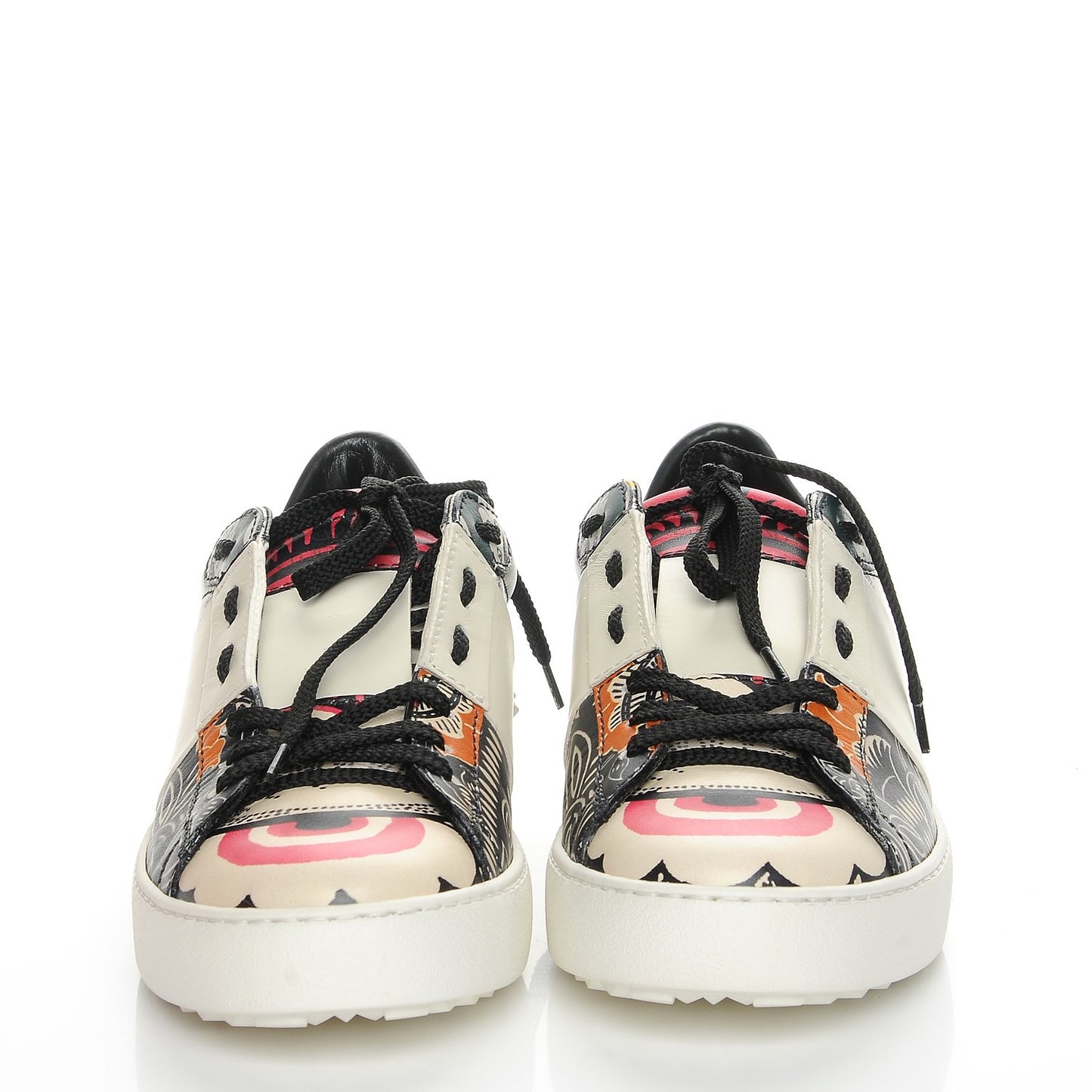 Calfskin Mime Rockstud Open Sneakers 38.5 White Multicolor