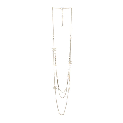 Chanel Pearl Crystal CC Long Layered Necklace Gold 3 of 5