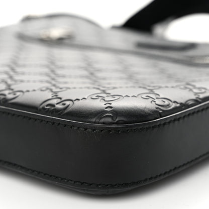Gucci Guccissima Signature Medium Flat Messenger Bag Black 10 of 11