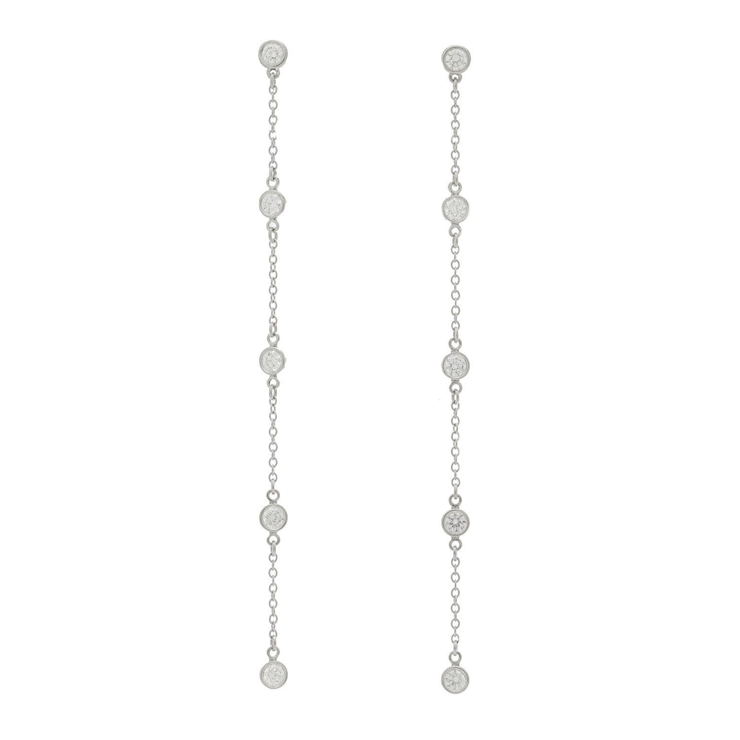 Tiffany Platinum Elsa Peretti Diamonds by the Yard Drop Earrings 1 of 4