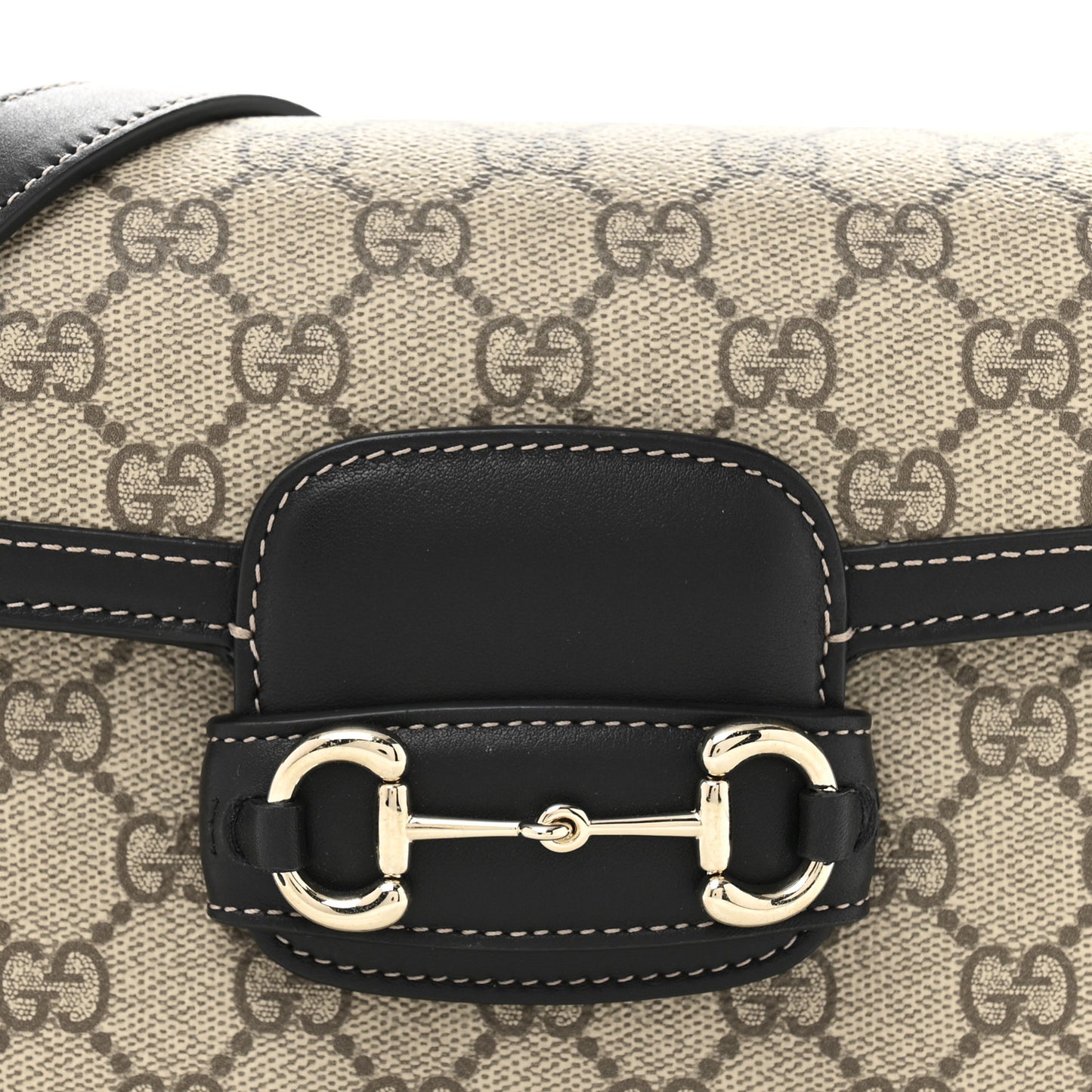 GG Supreme Monogram Horsebit 1955 Soft Small Shoulder Bag Beige Black