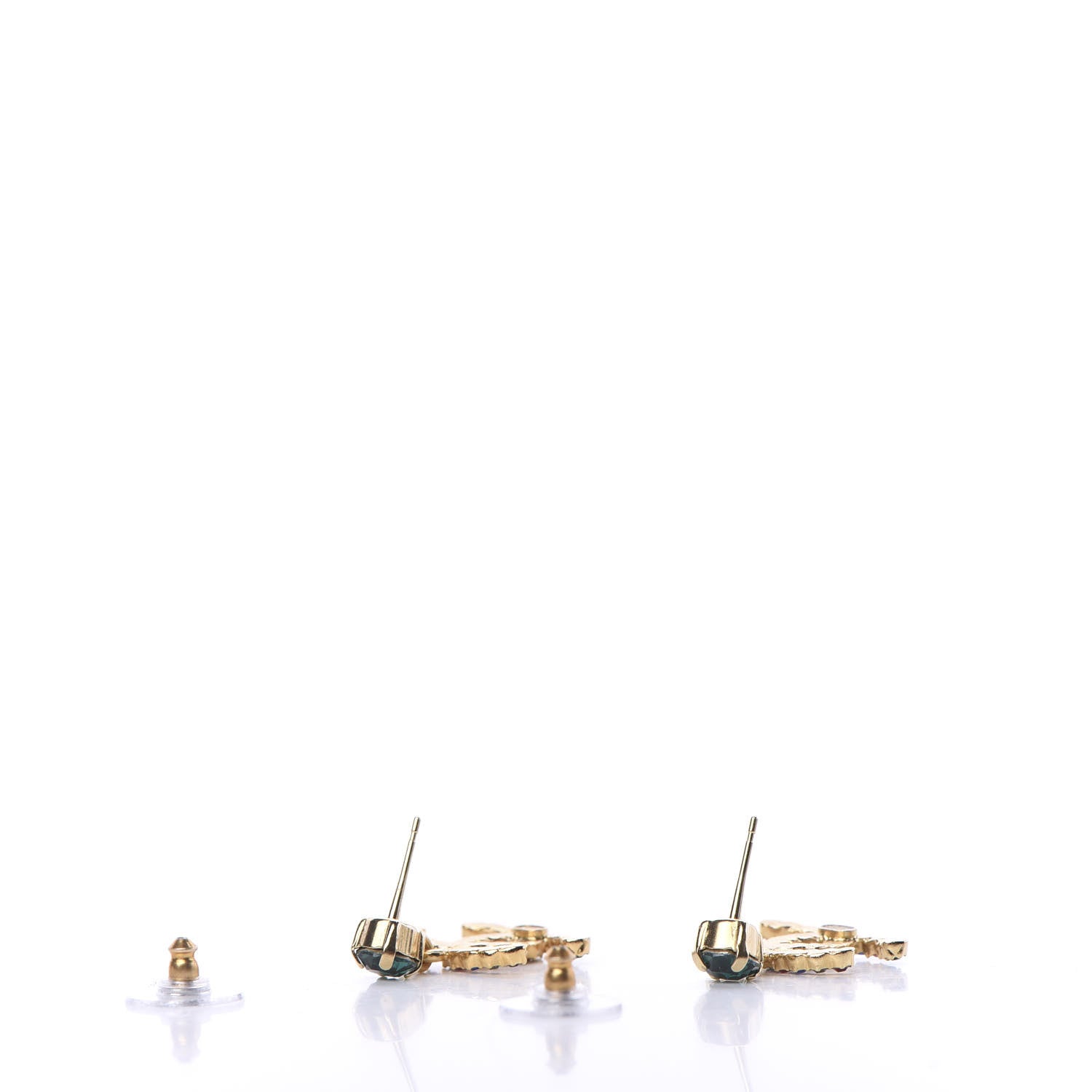 Chanel Crystal CC Drop Earrings Gold Multicolor 3 of 5