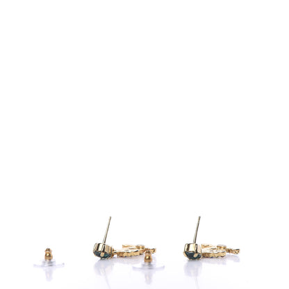 Chanel Crystal CC Drop Earrings Gold Multicolor 3 of 5