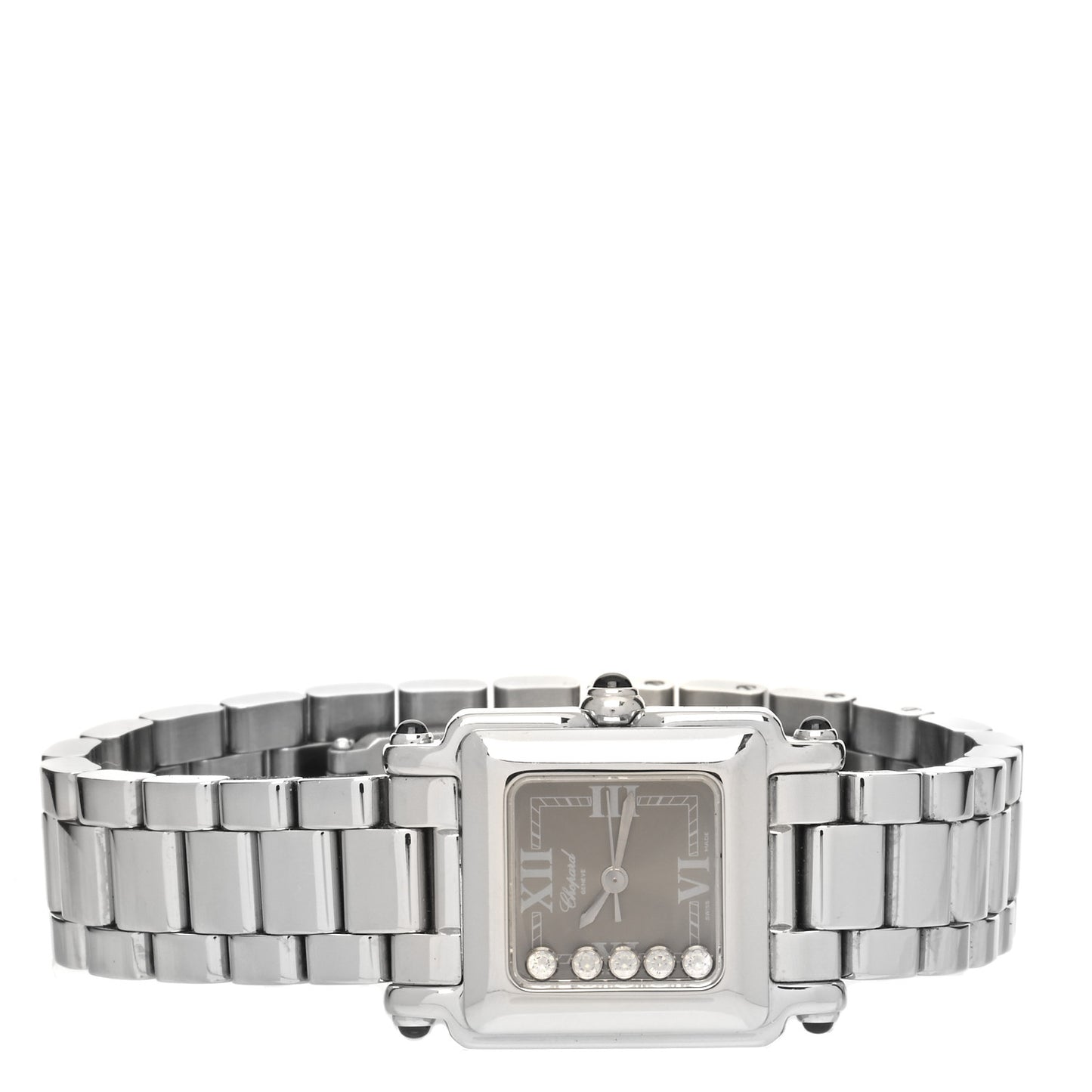 Stainless Steel 5 Diamond 23mm Happy Sport Quartz Watch Brown