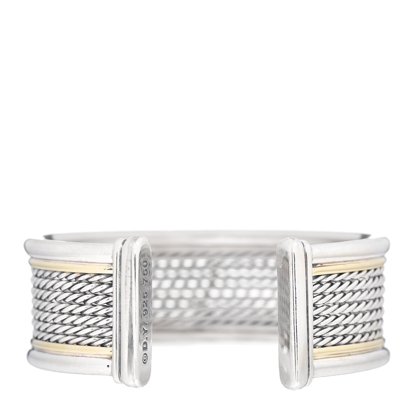 Sterling Silver 18K Yellow Gold Origami Cable Cuff Bracelet