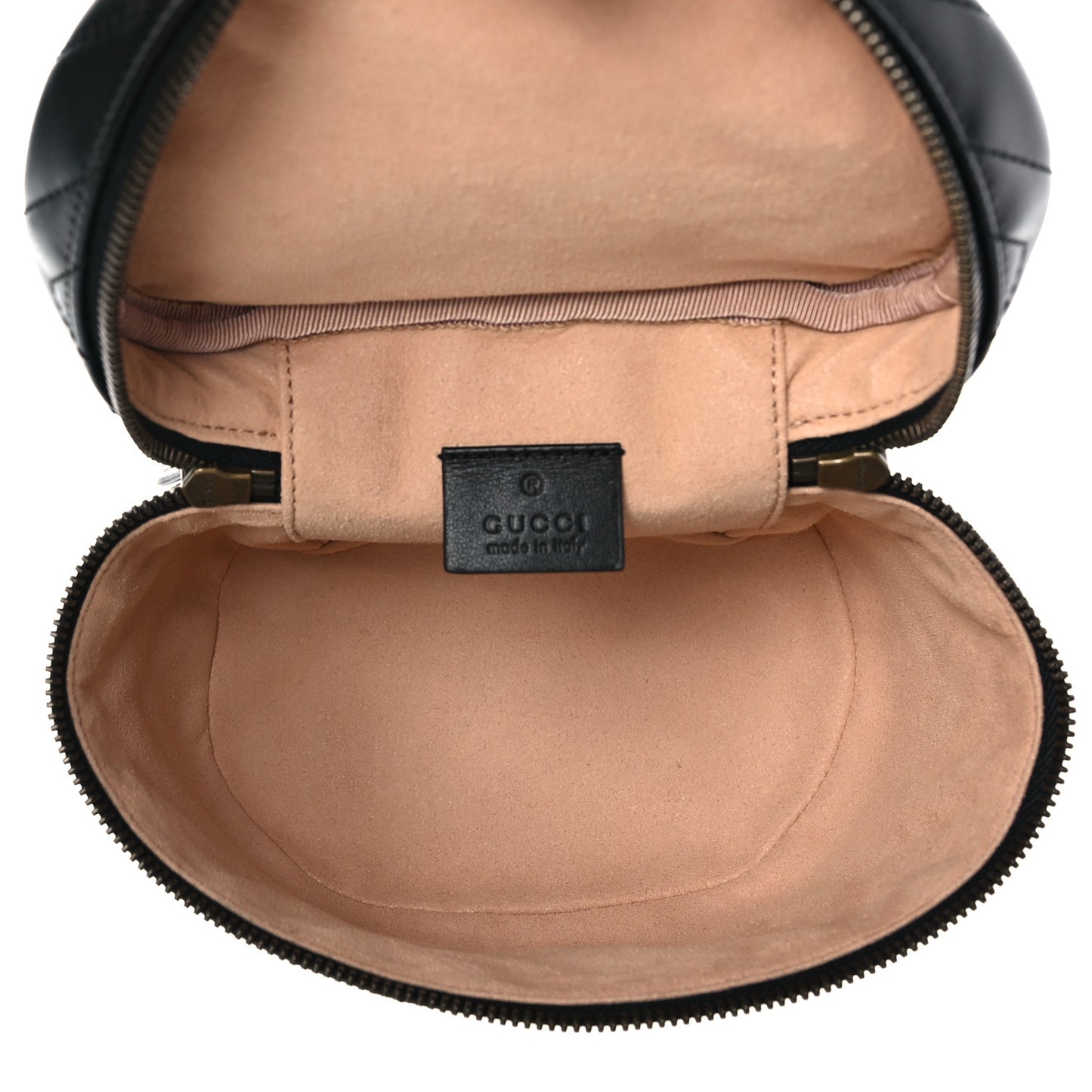 Calfskin Matelasse Mini GG Marmont Round Backpack Black