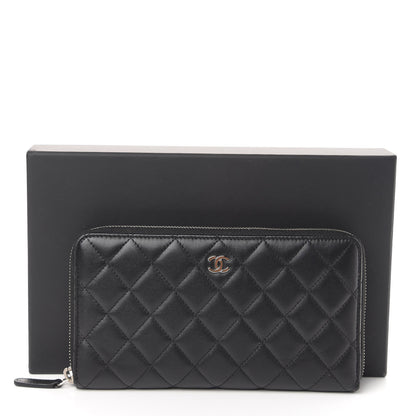 Chanel Lambskin Quilted Large Zip Around Organizer Wallet Black 11 of 11