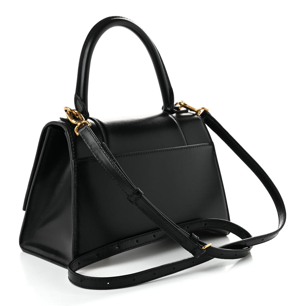 Balenciaga Shiny Box Calfskin Small Hourglass Top Handle Bag Black 2 of 8