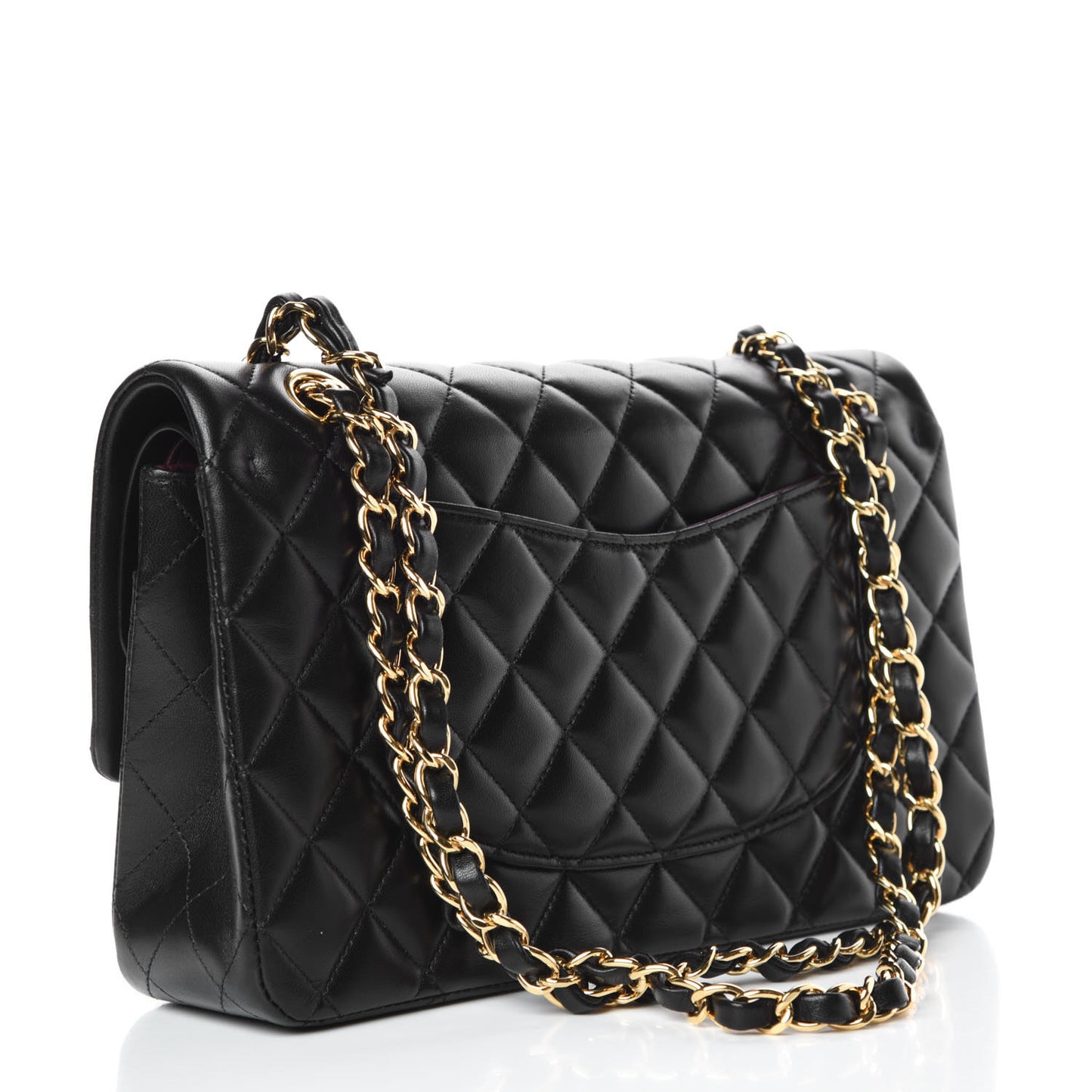 Lambskin Quilted Medium Double Flap Black