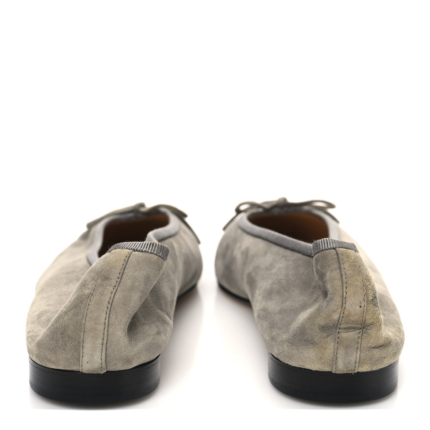 Suede Lambskin Cap Toe CC Ballerina Flats 41.5 Dark Grey Black