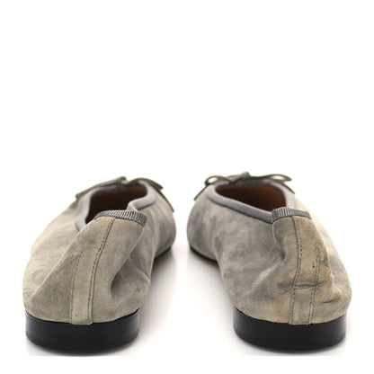 Chanel Suede Lambskin Cap Toe CC Ballerina Flats 41.5 Dark Grey Black 6 of 11