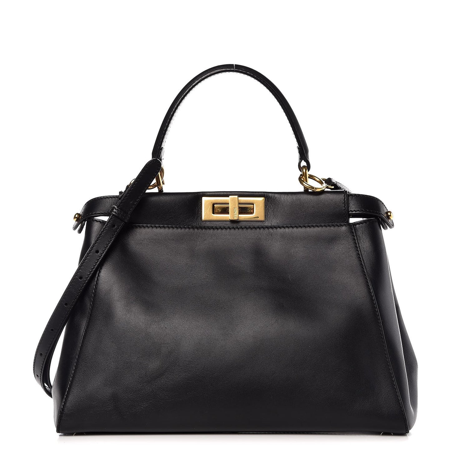 Vitello Morgan Shiny Nappa Medium Peekaboo Iconic Satchel Black