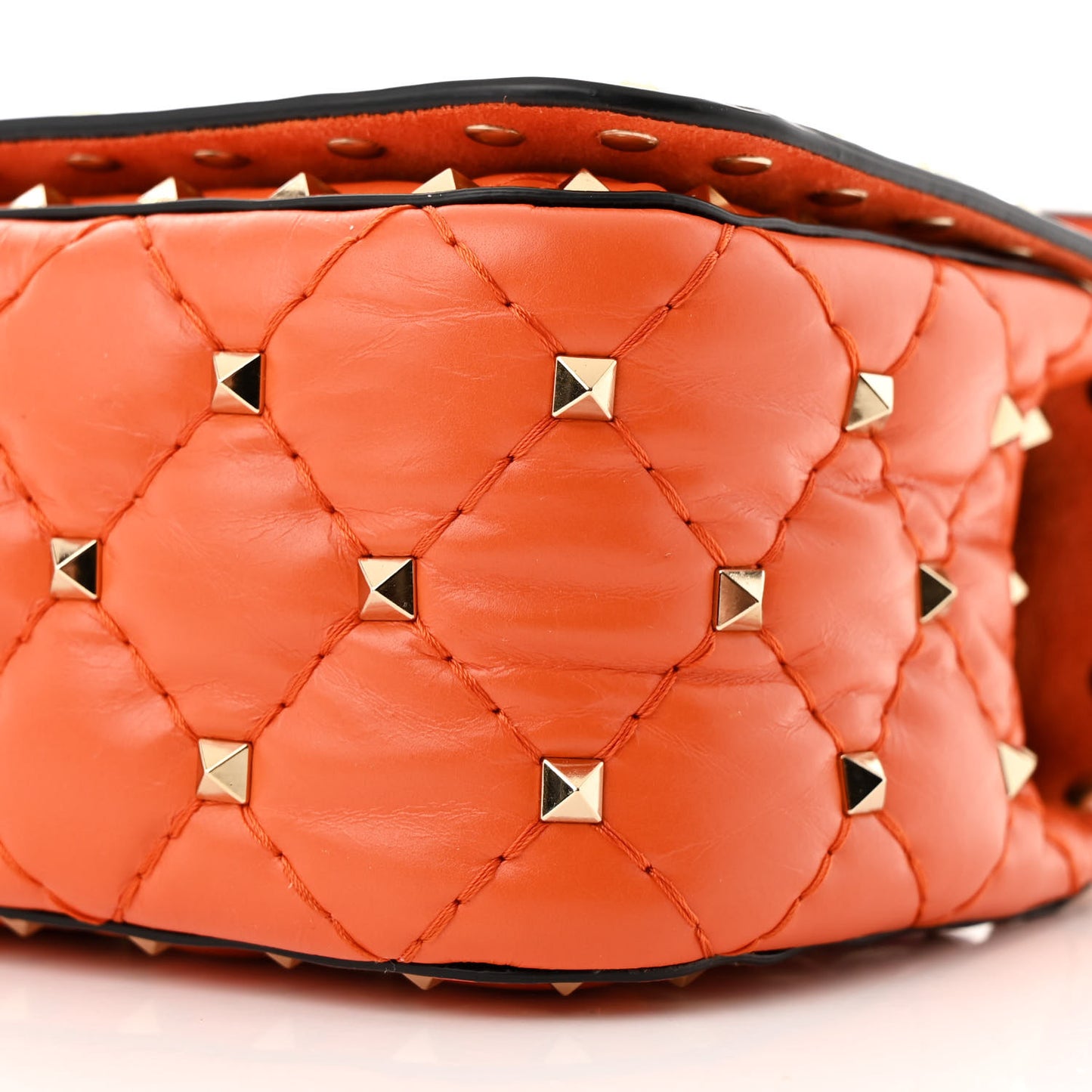 Calfskin Rockstud Spike Convertible Shoulder Bag Orange