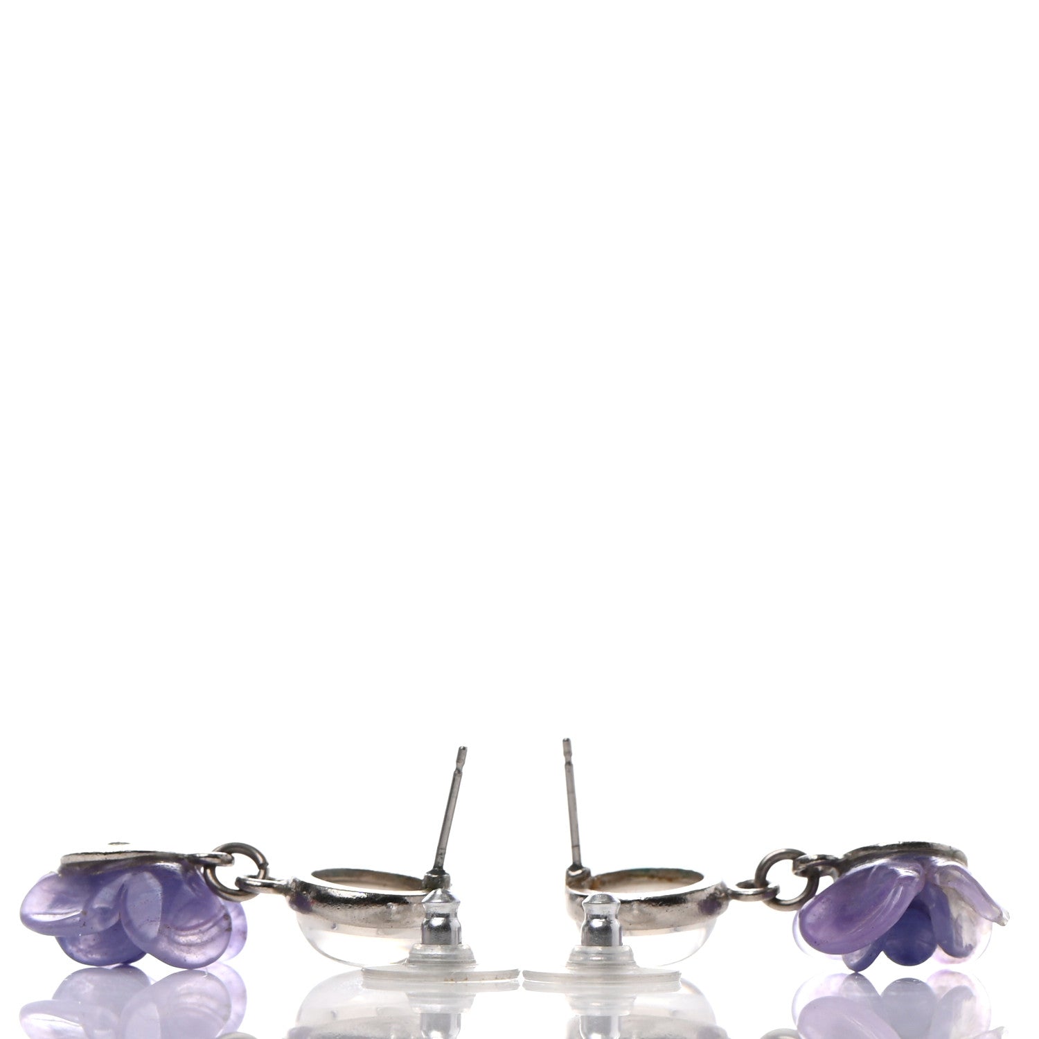 Chanel Enamel CC Camellia Drop Earrings Blue 3 of 7