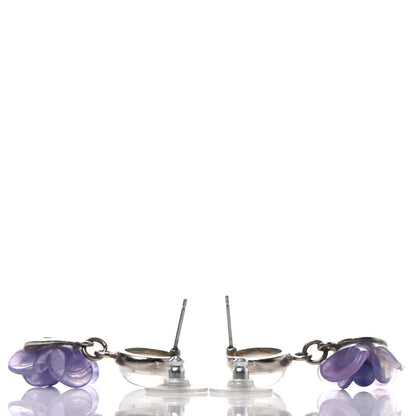 Chanel Enamel CC Camellia Drop Earrings Blue 3 of 7