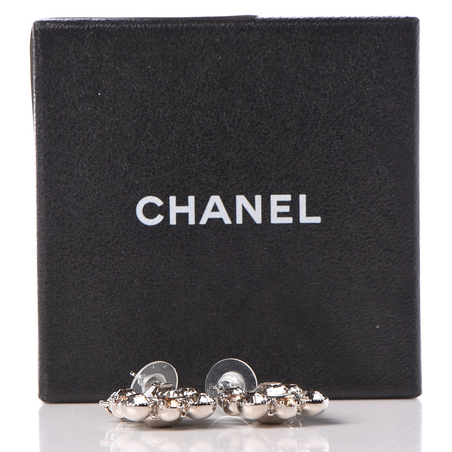 Crystal CC Drop Earrings Silver