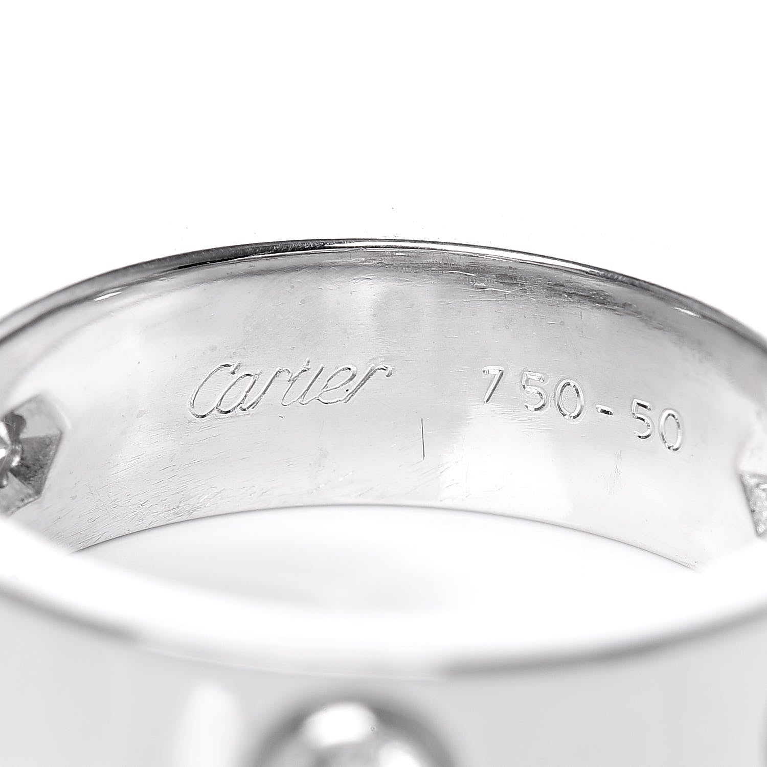Cartier 18K White Gold 3 Diamond 5.5mm LOVE Ring 50 5.25 4 of 6