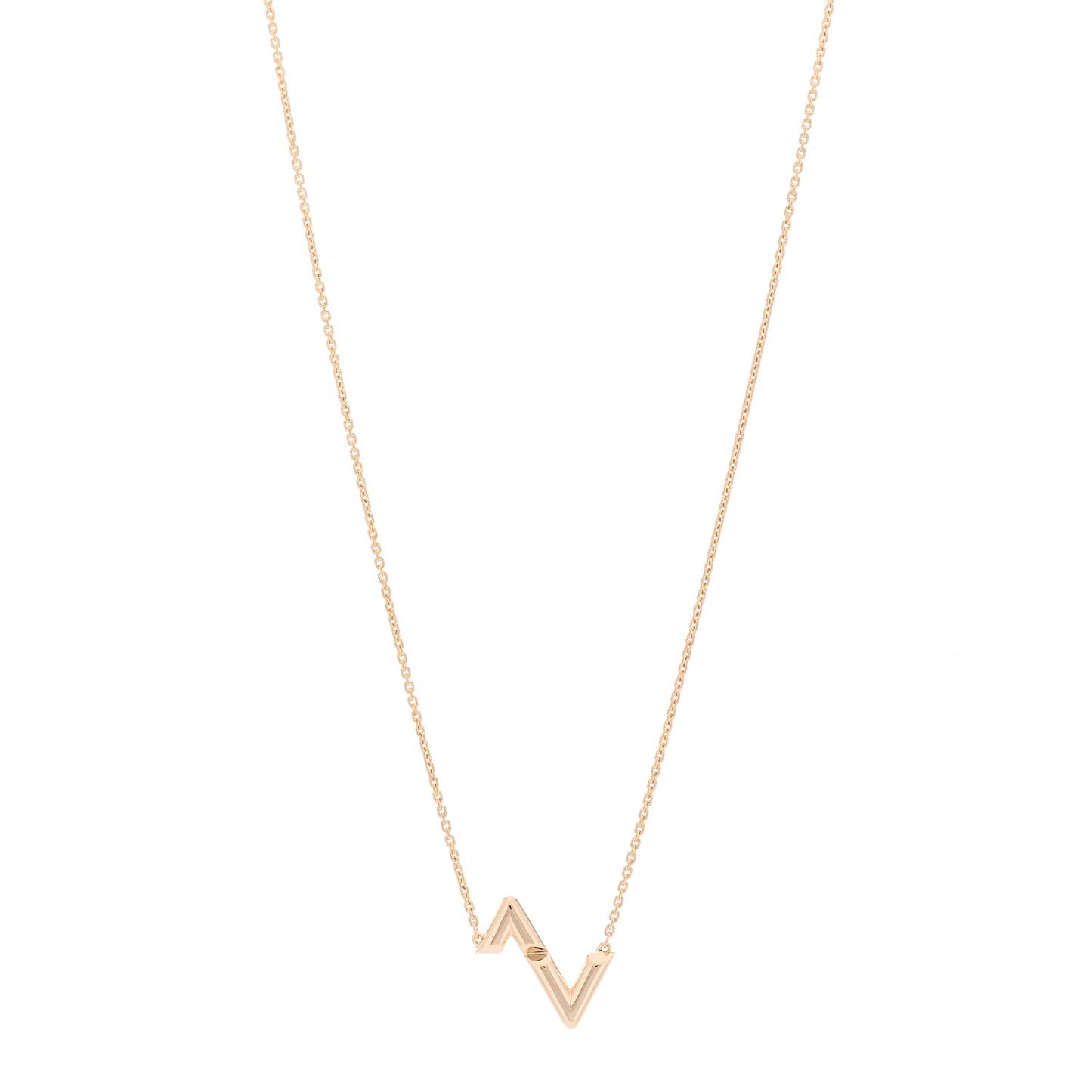 18K Pink Gold LV Volt Upside Down Pendant Necklace