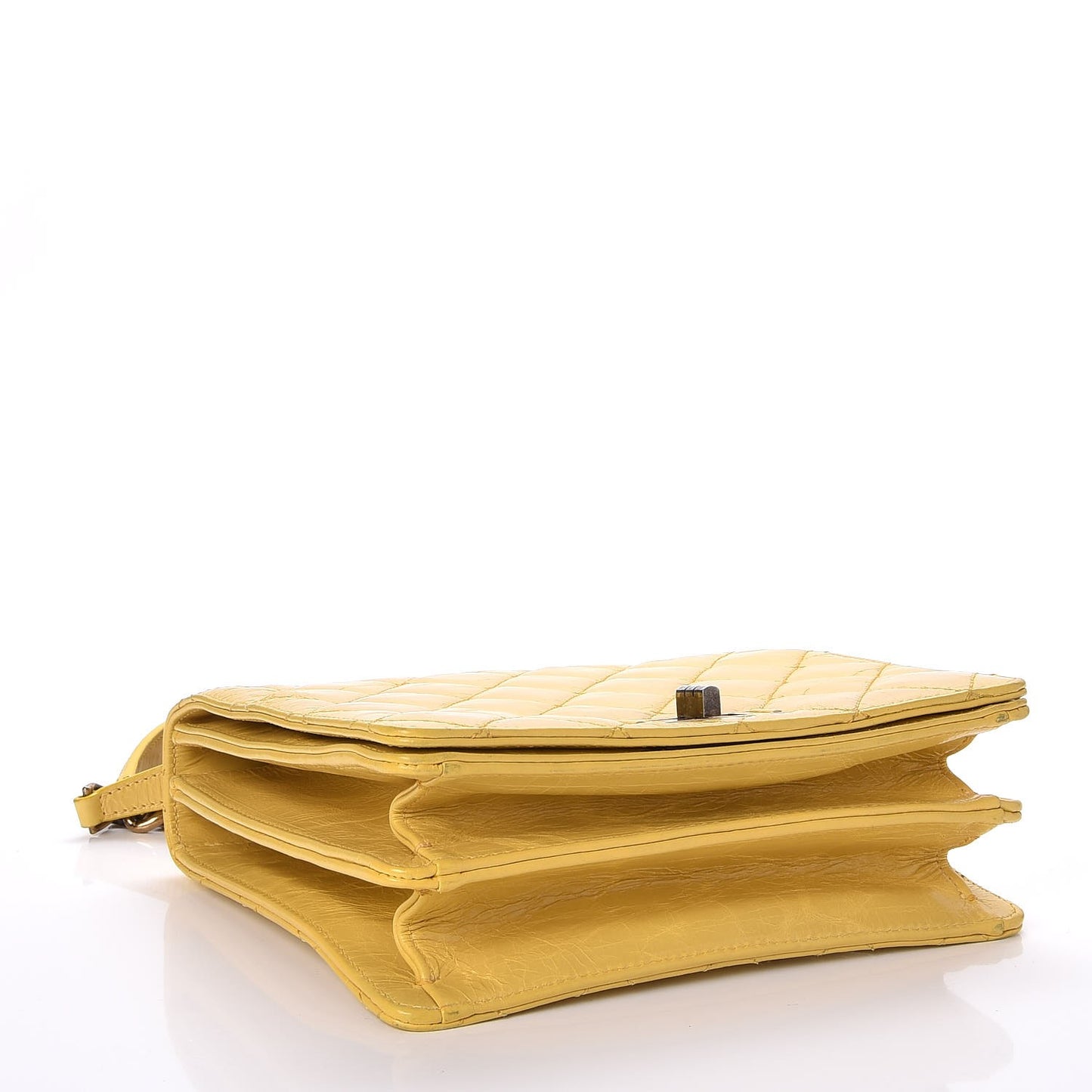 Glazed Calfskin Quilted Rita Top Handle Flap Yellow
