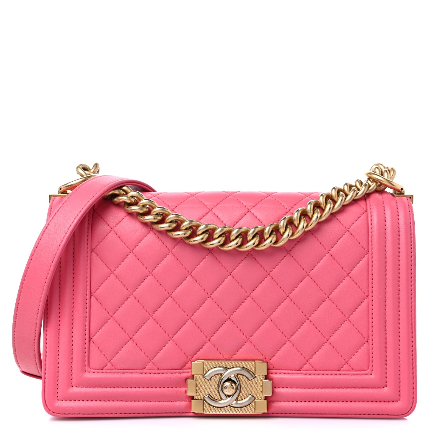 Chanel Lambskin Quilted Medium Boy Flap Pink 1 of 15
