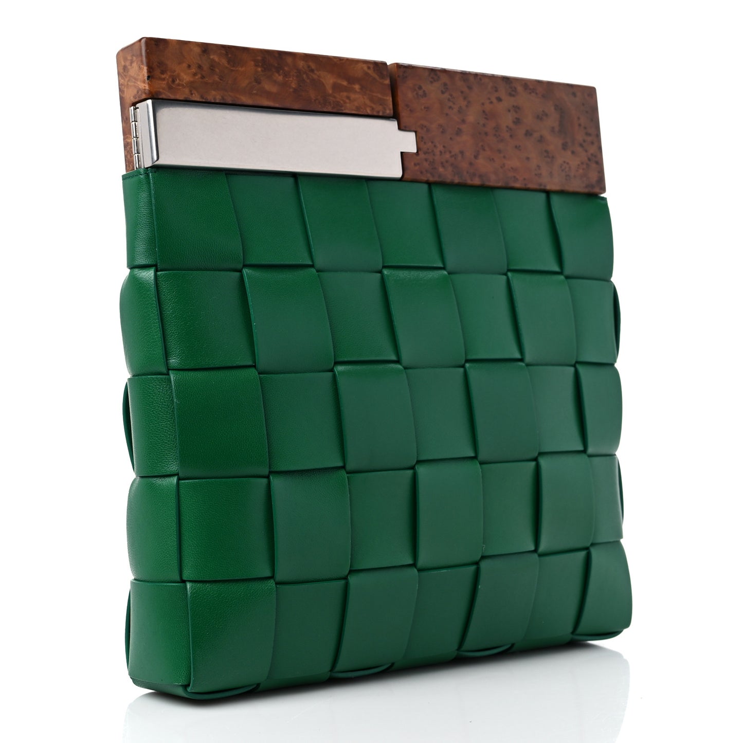 Nappa Intrecciato The Snap Clutch Racing Green