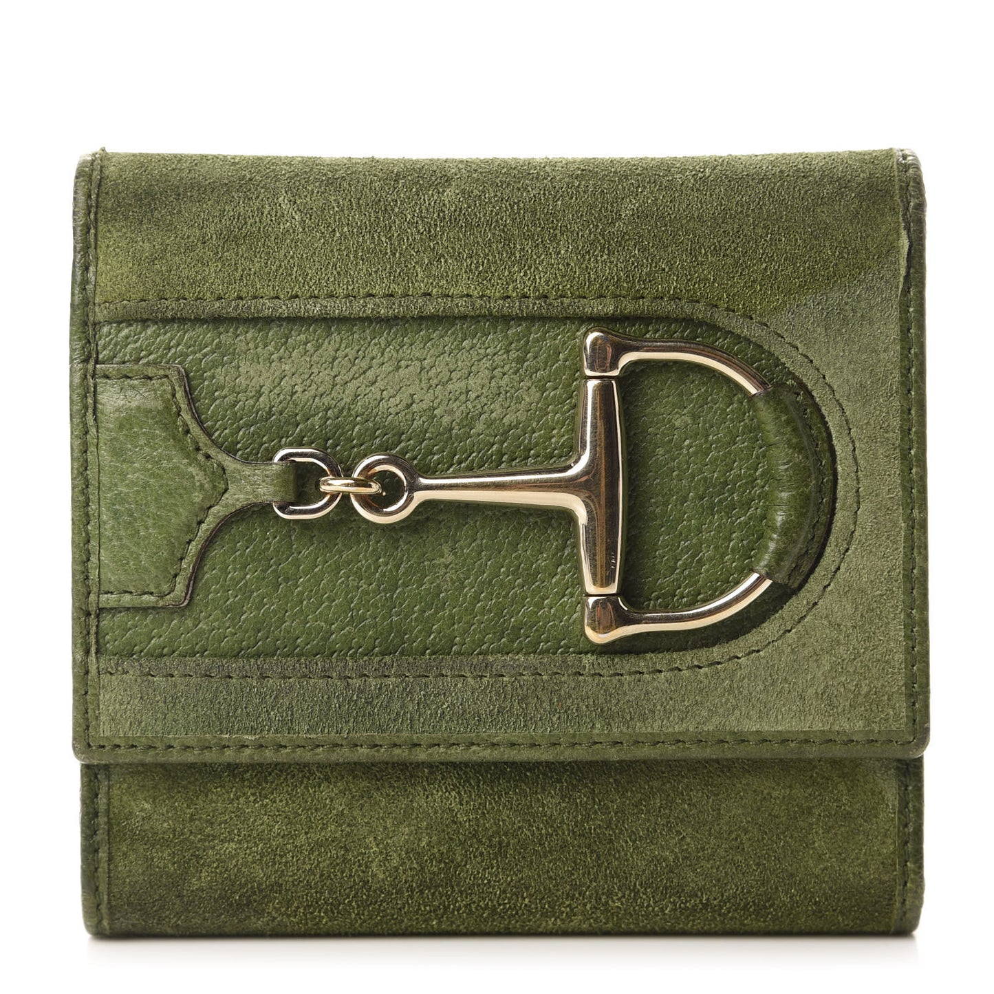 Suede Hasler Compact Wallet Green
