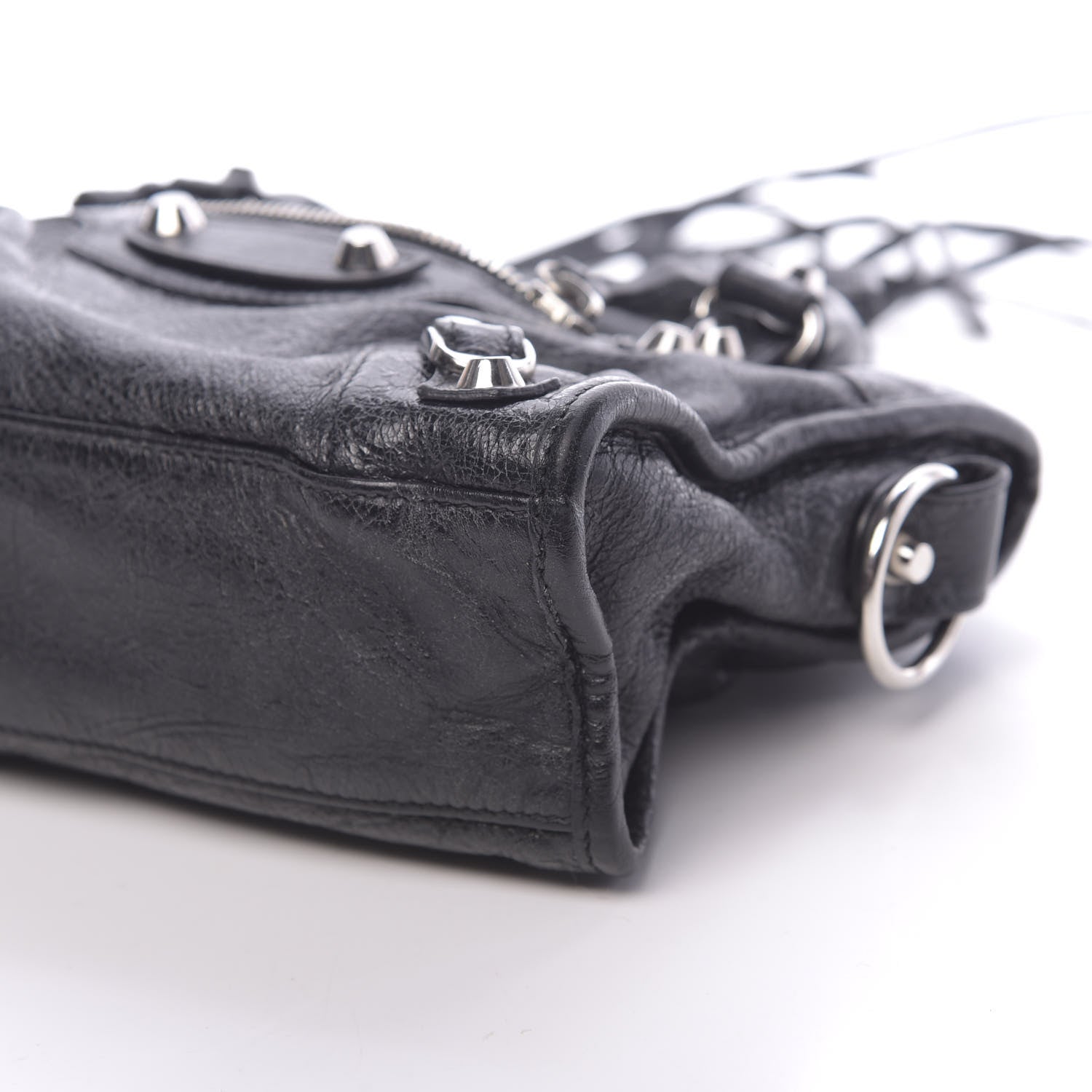 Balenciaga Agneau Classic Silver Hardware Mini City Logo Strap Black 9 of 10