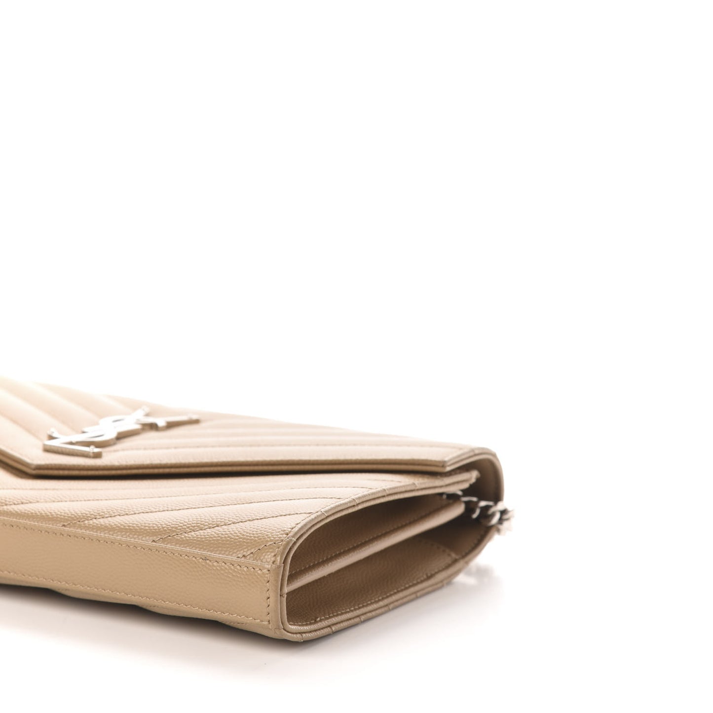Grain De Poudre Matelasse Chevron Monogram Chain Wallet Dark Latte