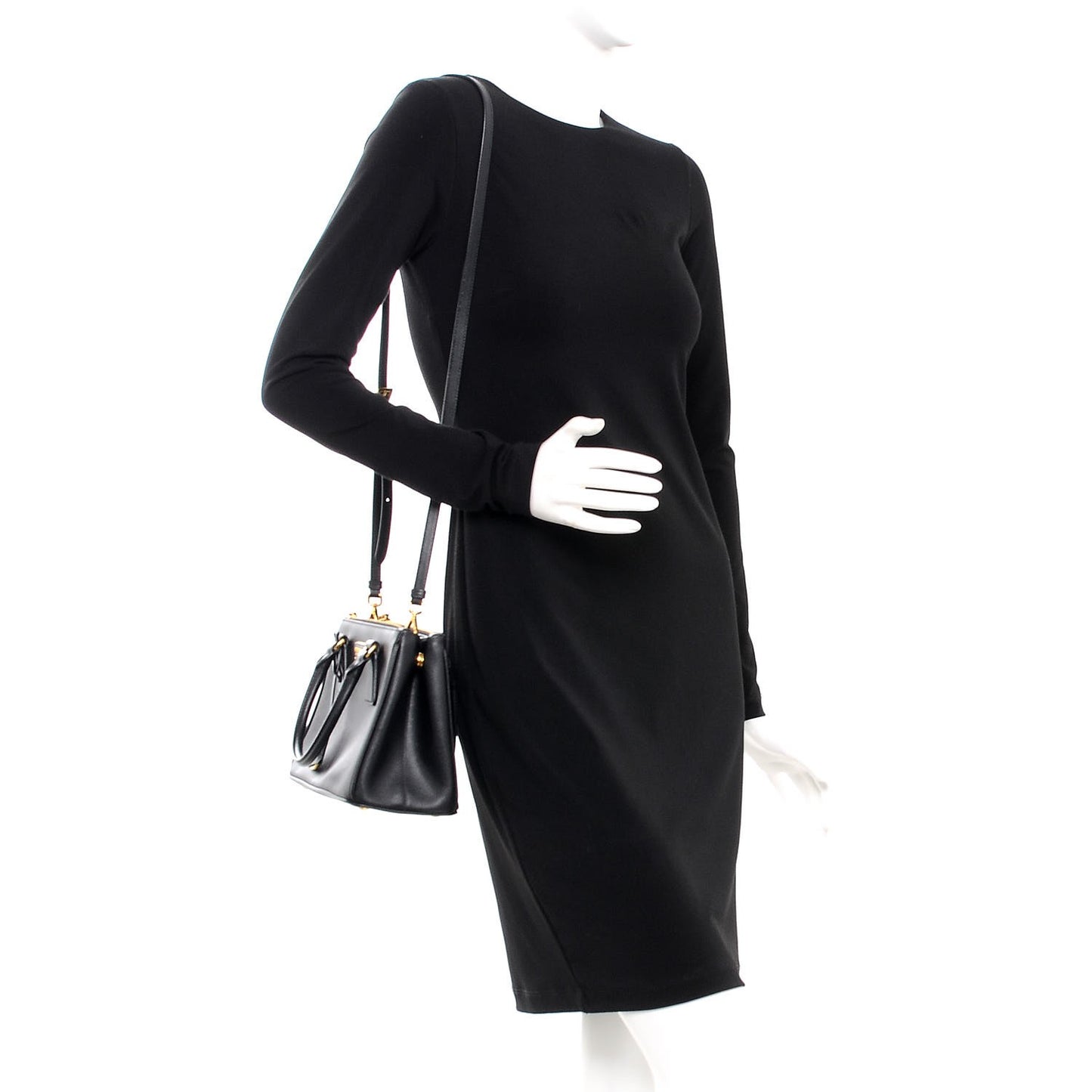 Saffiano Lux Small Double Zip Tote Nero Black