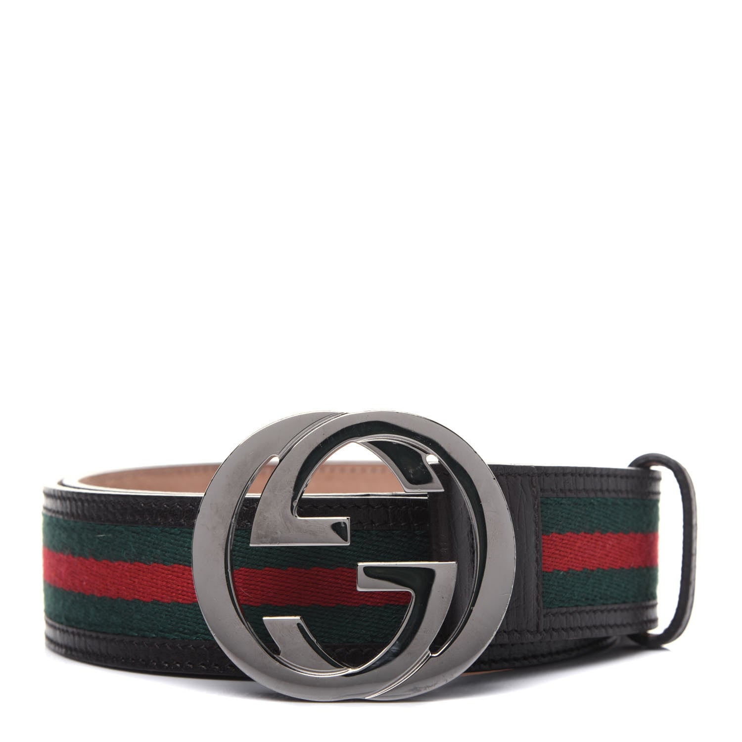 Gucci Calfskin Web Interlocking G Belt 105 42 Dark Brown 1 of 9