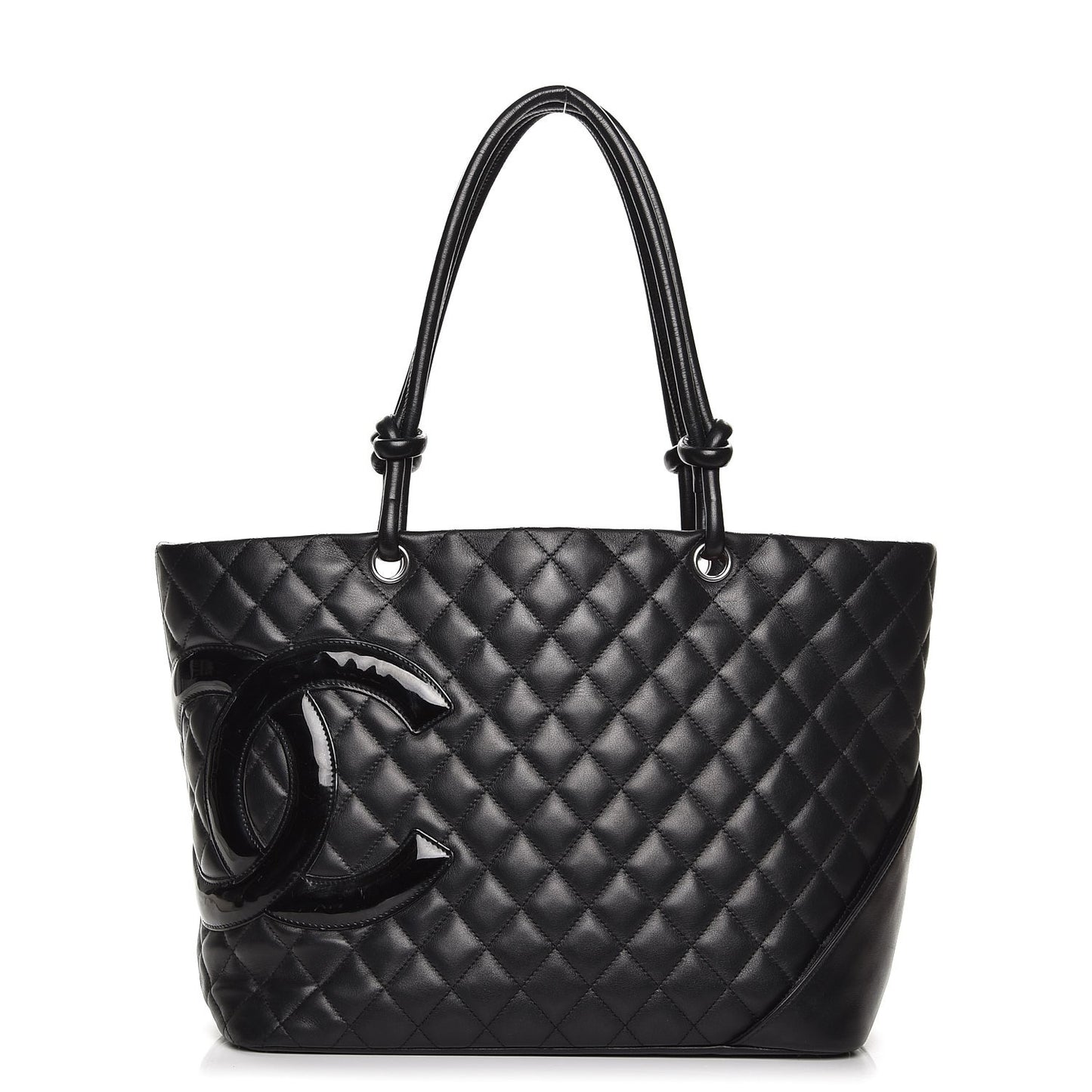 Calfskin Quilted Large Cambon Tote Black
