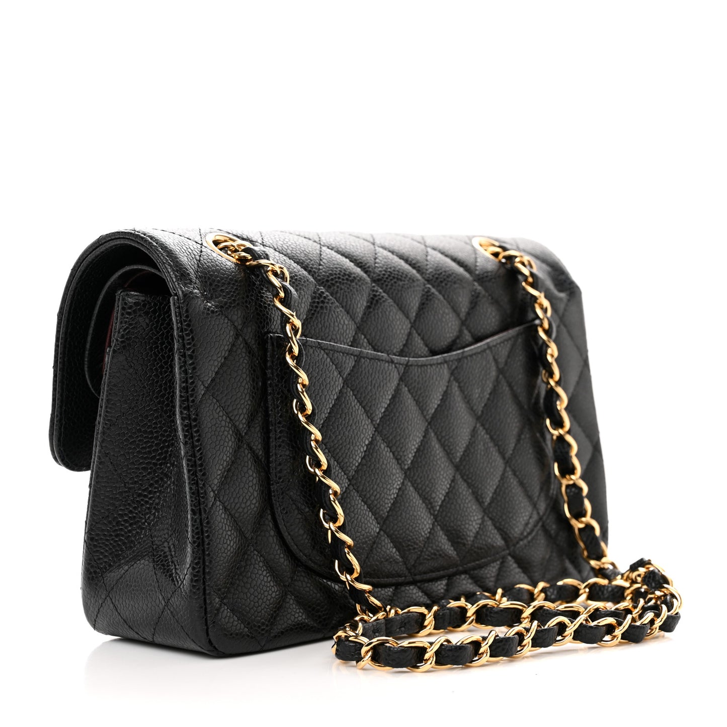 Caviar Quilted Small Double Flap Black