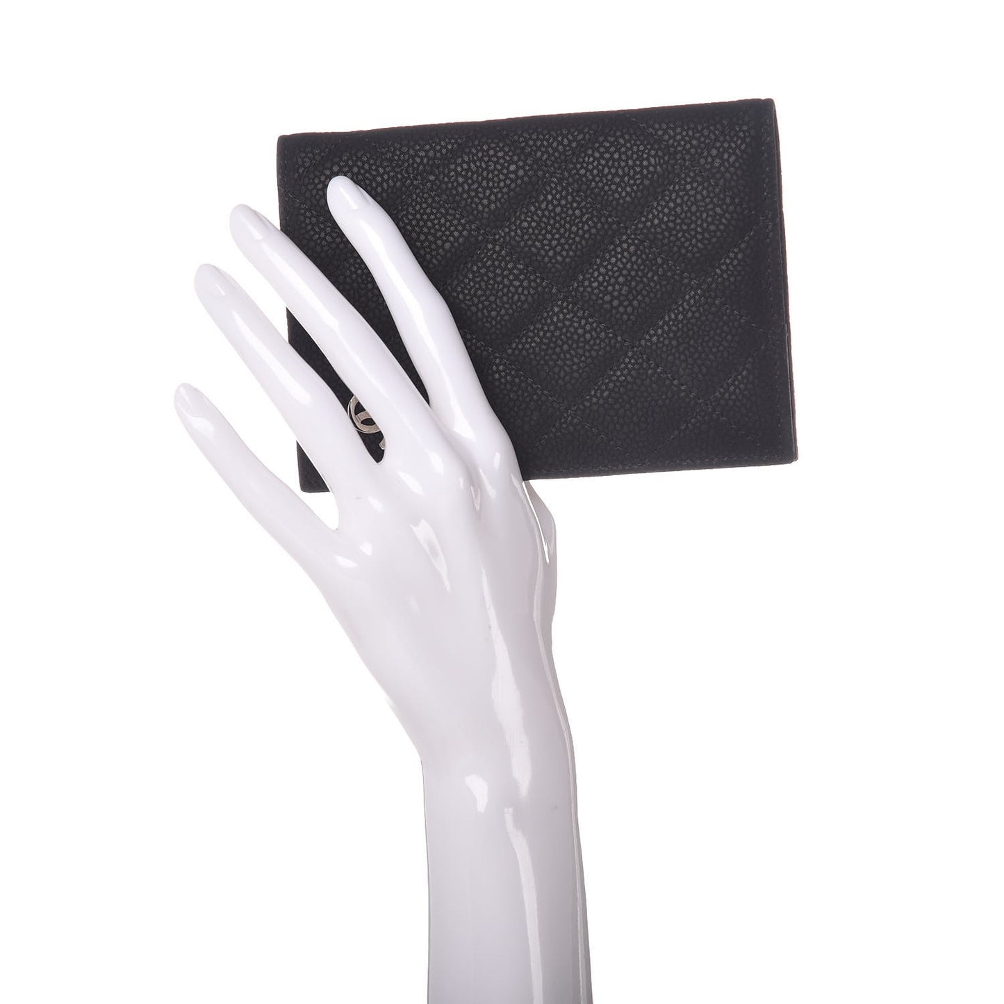Iridescent Caviar Quilted Passport Holder Black