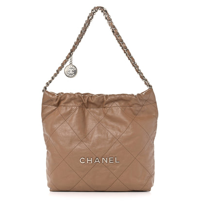 Chanel Shiny Calfskin Quilted Small Chanel 22 Beige 1 of 11