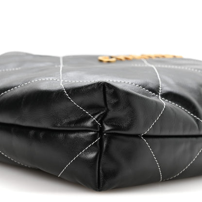 Chanel Shiny Calfskin Stitched Chanel 22 Black White 10 of 11