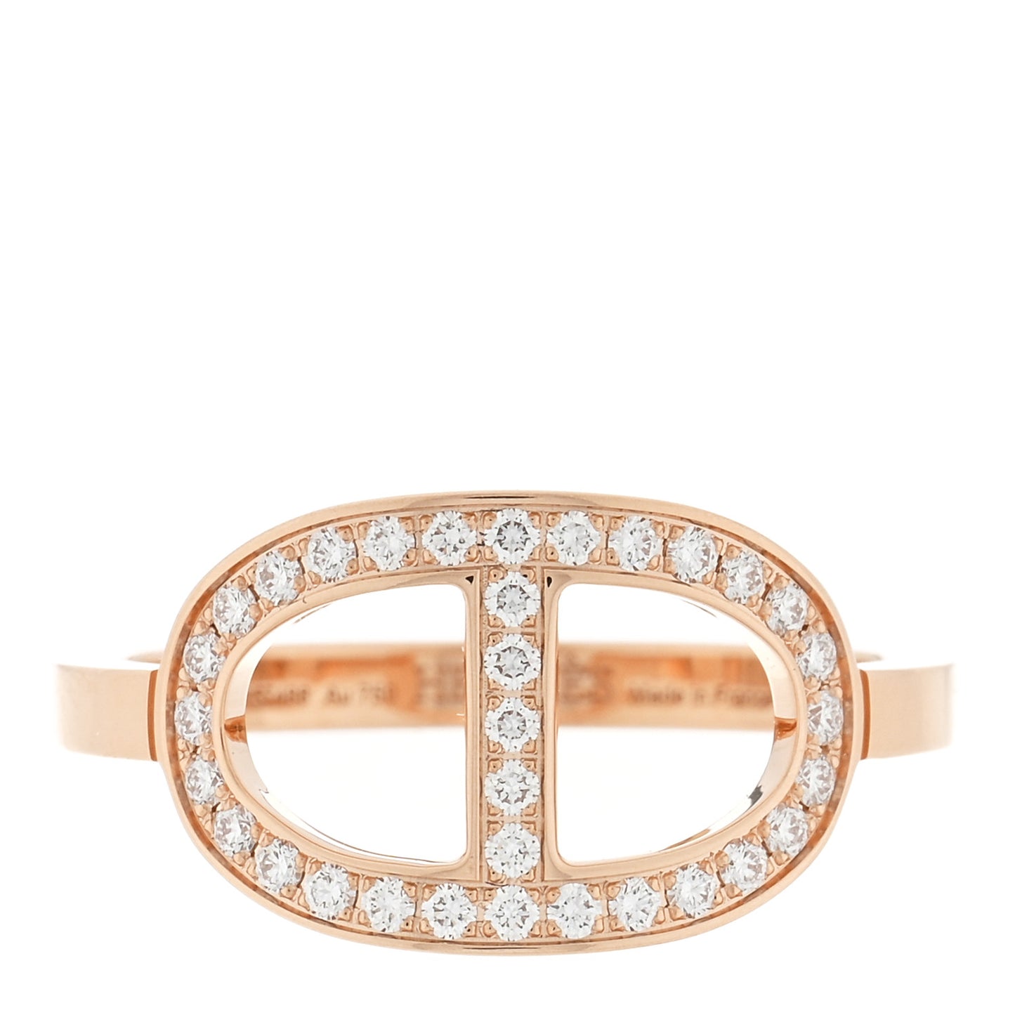 18K Rose Gold Diamond MM Chaine d'Ancre Contour Ring 52 6