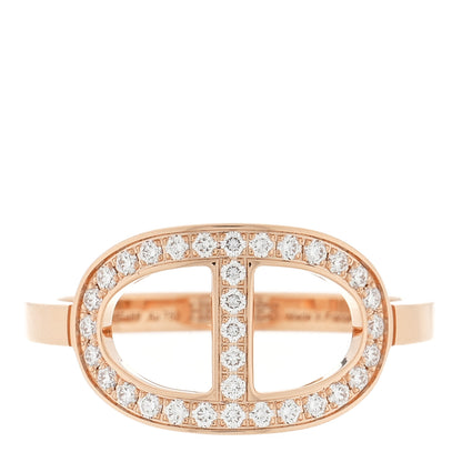Hermes 18K Rose Gold Diamond MM Chaine d'Ancre Contour Ring 52 6 1 of 5