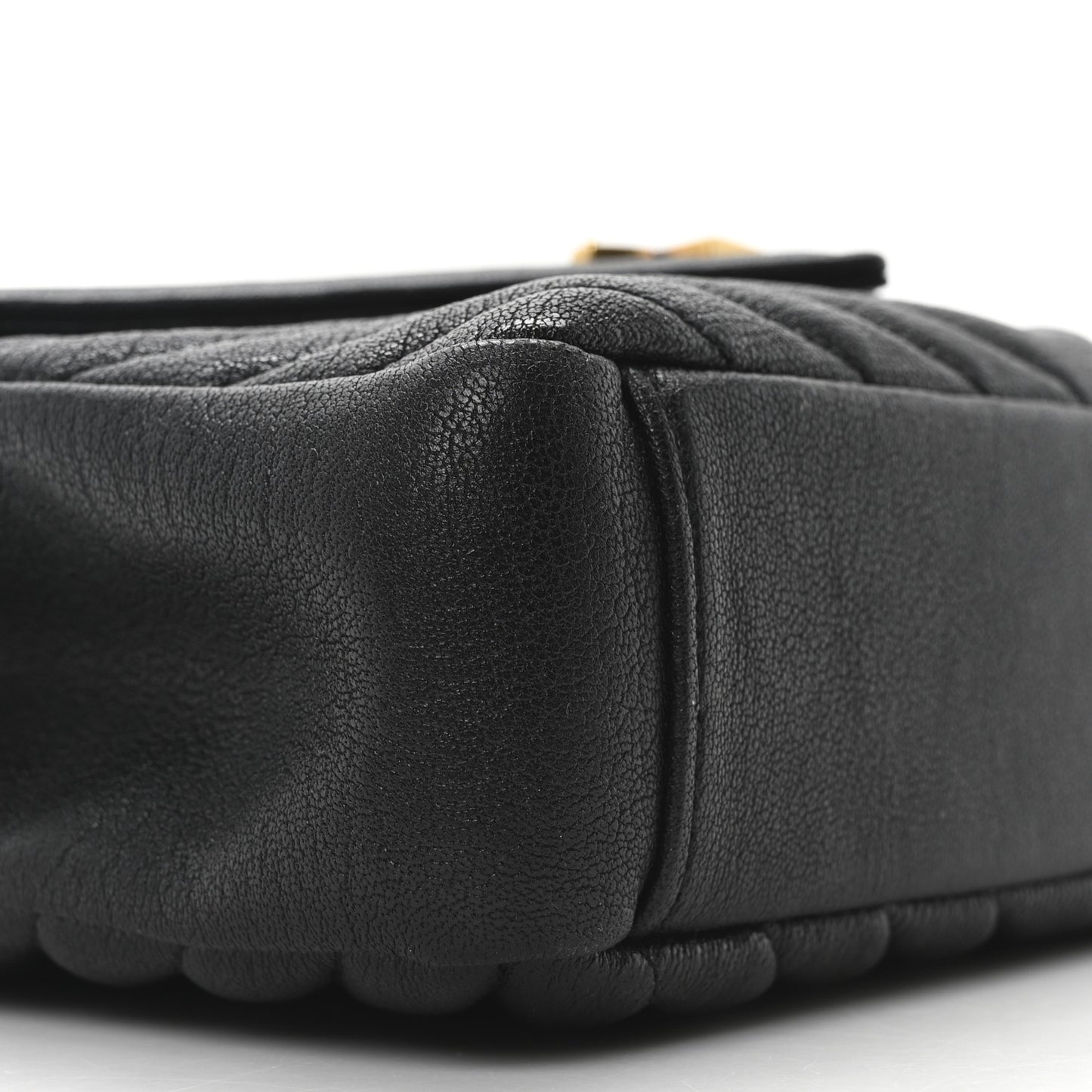 Sheepskin Matelasse Chevron Monogram Medium College Bag Black