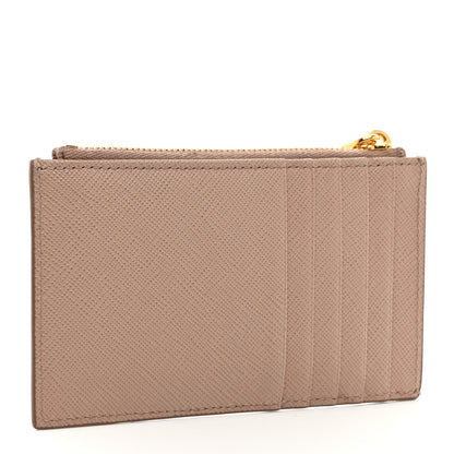 Prada Saffiano Triangle Zip Card Holder Cipria 3 of 8