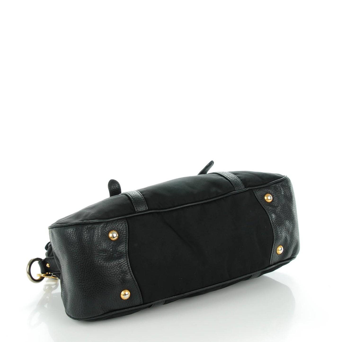 Nylon Vitello Daino Shopping Satchel Black