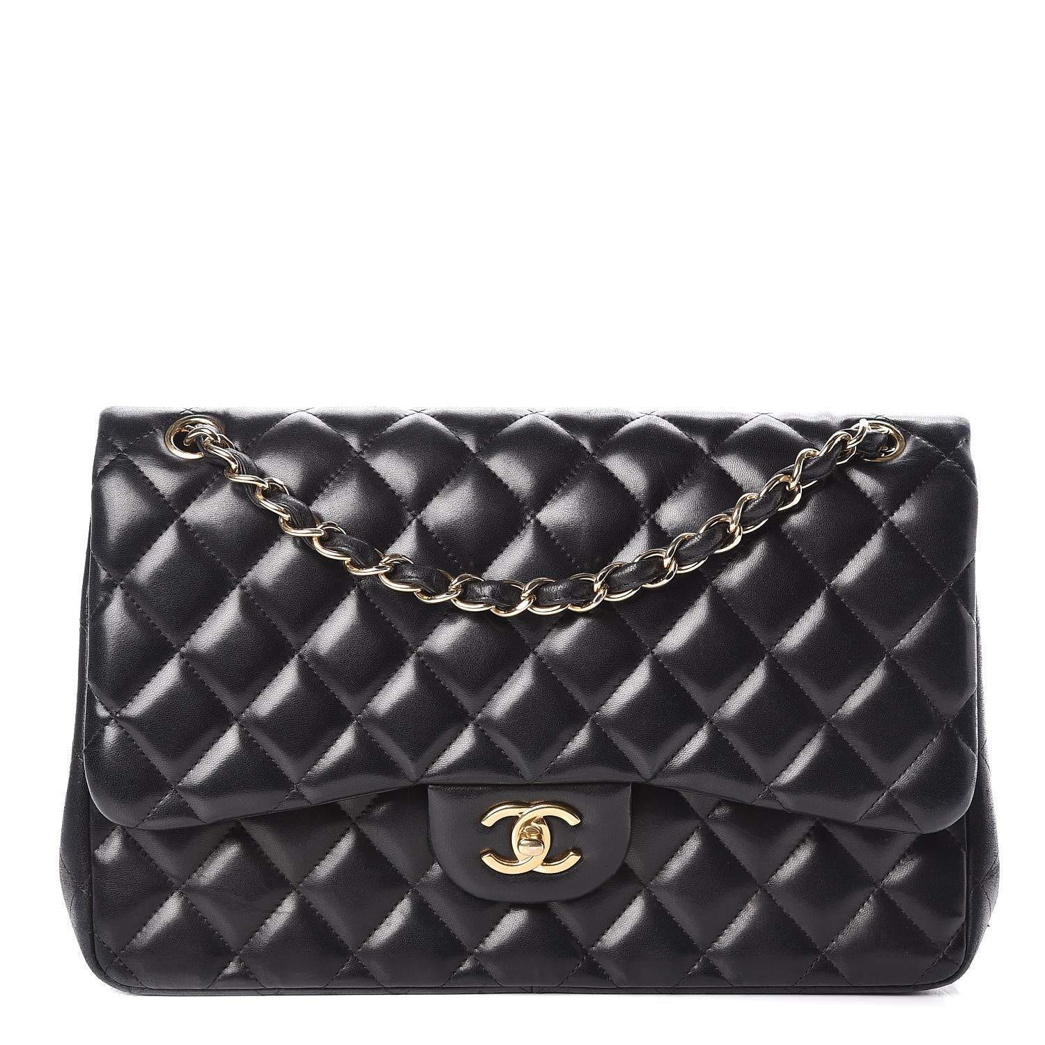 Chanel Lambskin Quilted Jumbo Double Flap Black 1 of 10