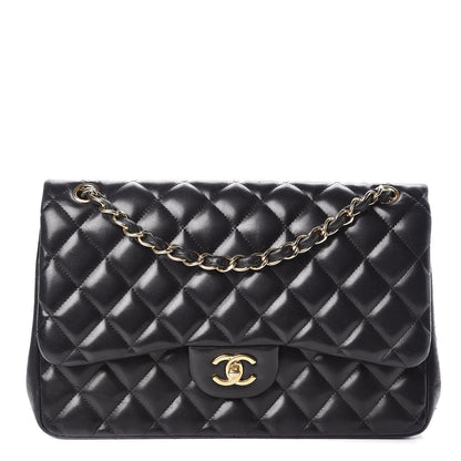 Chanel Lambskin Quilted Jumbo Double Flap Black 1 of 10