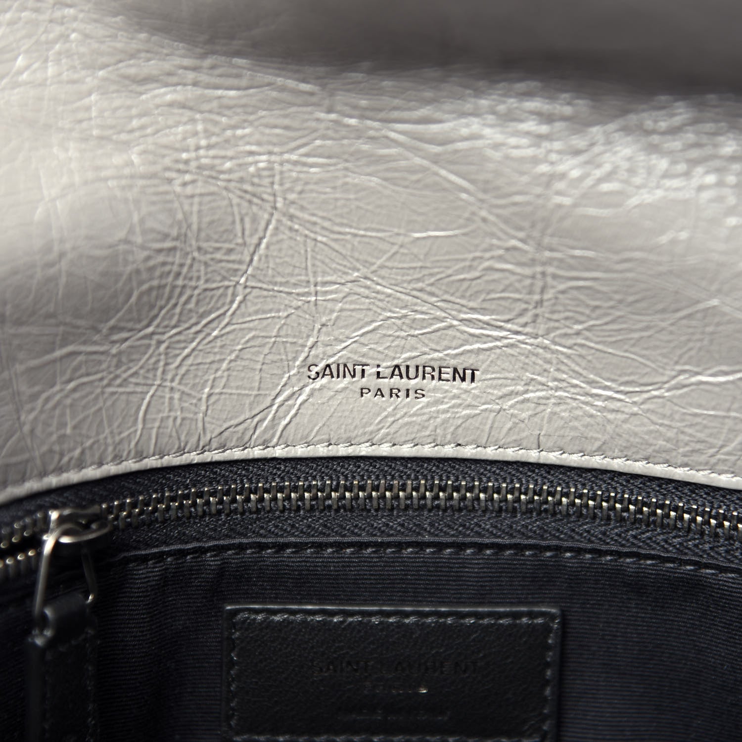 Saint Laurent Crinkled Calfskin Matelasse Monogram Medium Niki Chain Satchel Fog 9 of 11