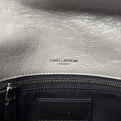 Saint Laurent Crinkled Calfskin Matelasse Monogram Medium Niki Chain Satchel Fog 9 of 11