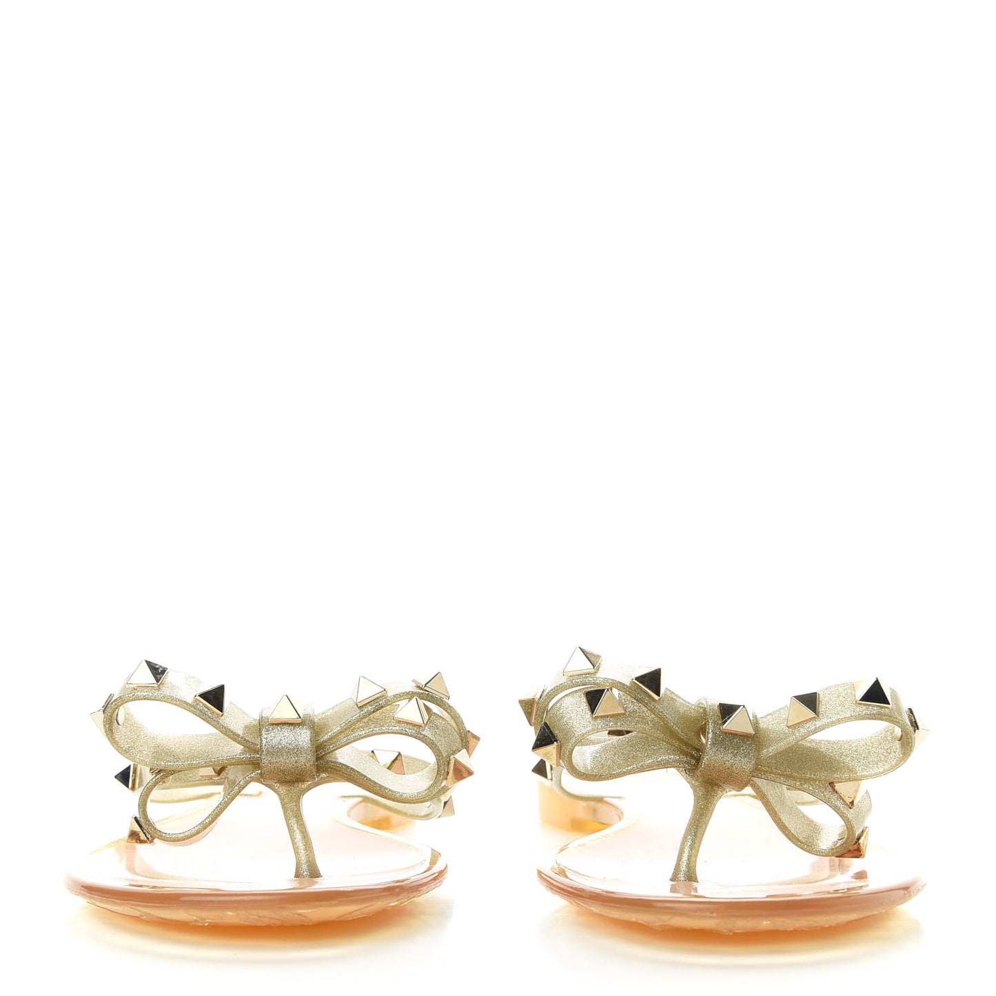 PVC Jelly Glitter Rockstud Bow Thong Sandals 37 Oro