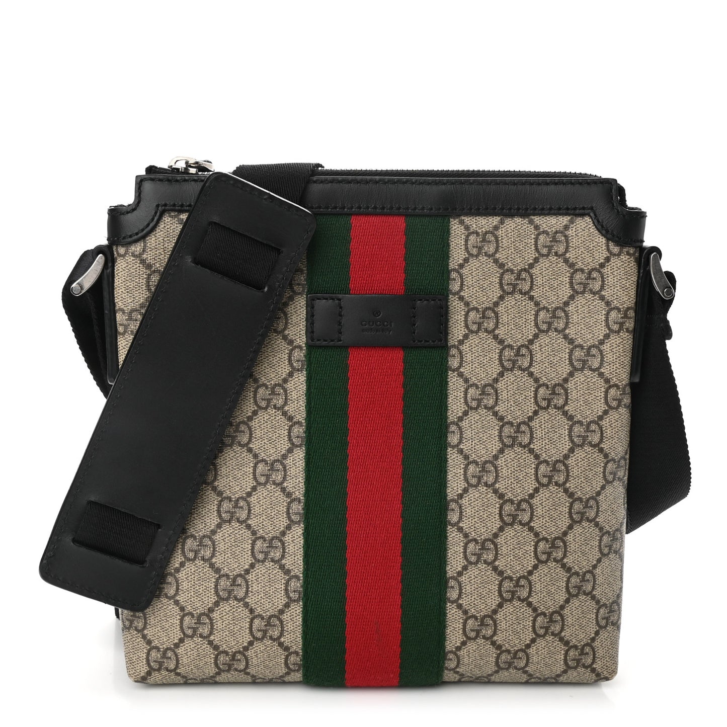 GG Supreme Monogram Web Messenger Bag Black