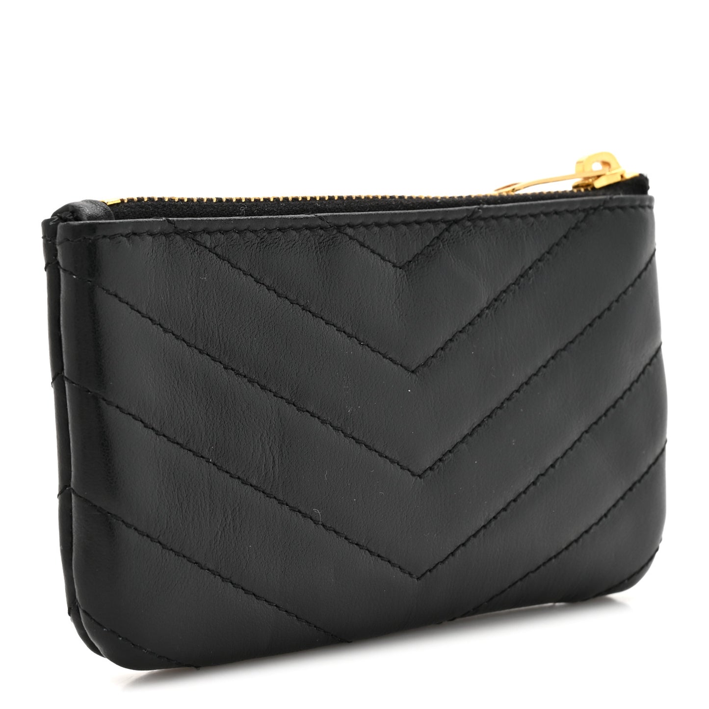 Calfskin Matelasse Monogram Key Pouch Black