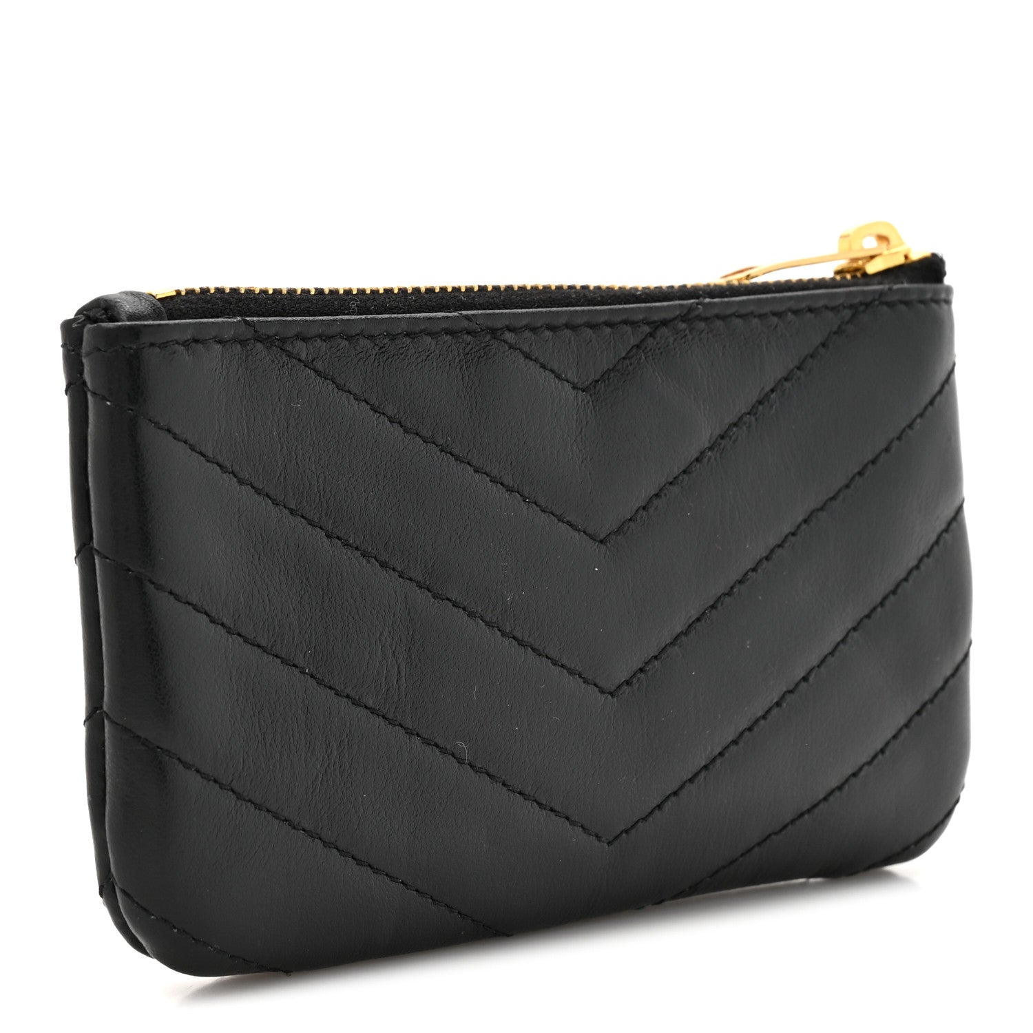 Saint Laurent Calfskin Matelasse Monogram Key Pouch Black 3 of 7